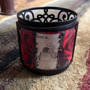 Romantic Black and Red Rose Candle Holder with Love is...just us